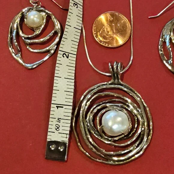 Noa Zuman Sterling Silver/Pearl Pendant and Earrings - Picture 7 of 7